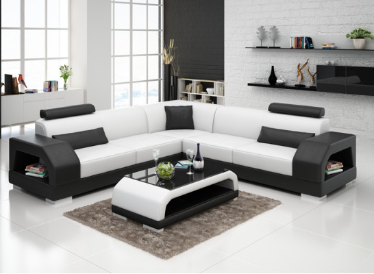 Leather sofa Couch Living landscape Corner sofa Corner Suite Design Modern Sofa G8001B