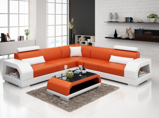 Leather sofa Couch Living landscape Corner sofa Corner Suite Design Modern Sofa G8001B