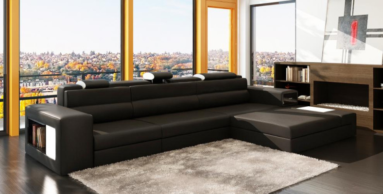 Designer sofa sofa couch USB upholstery corner sofa suite living landscape leather sofa LED
