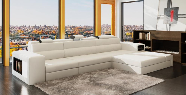 Designer sofa sofa couch USB upholstery corner sofa suite living landscape leather sofa LED