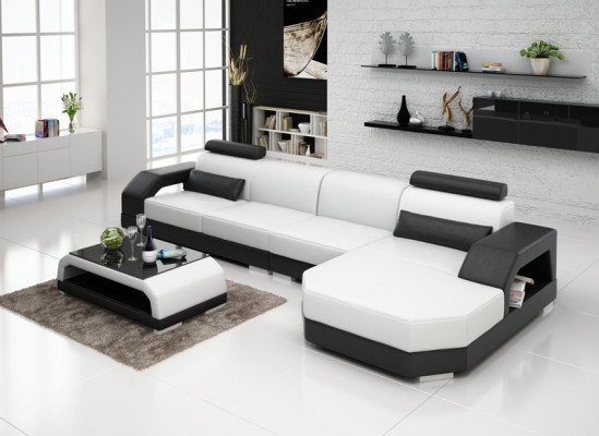 Leather sofa Couch Living landscape Corner sofa Corner Suite Design Modern Sofa G8001C