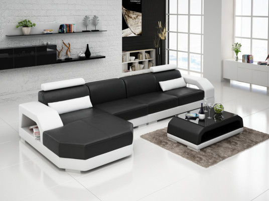 Leather sofa Couch Living landscape Corner sofa Corner Suite Design Modern Sofa G8001C