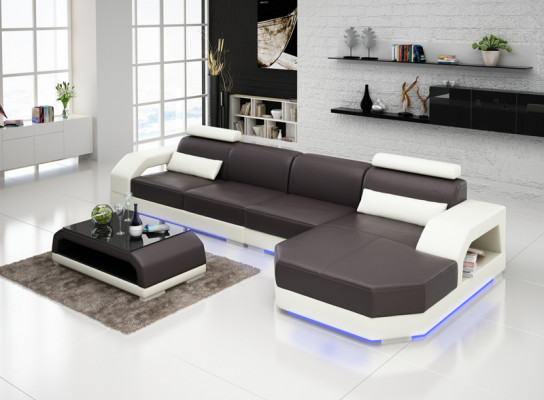 Leather sofa Couch Living landscape Corner sofa Corner Suite Design Modern Sofa G8001C