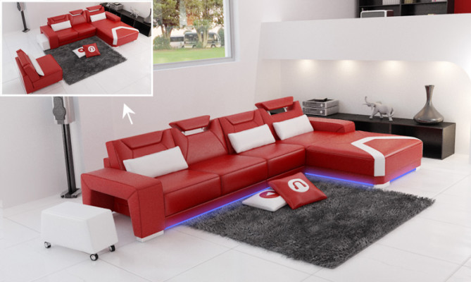 Leather sofa Couch Living landscape Corner sofa Corner Suite Design Modern Sofa F3011C
