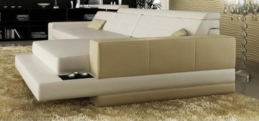 Corner sofa Couch Upholstery Living landscape Corner Corner Leather Sofa Black L-shape