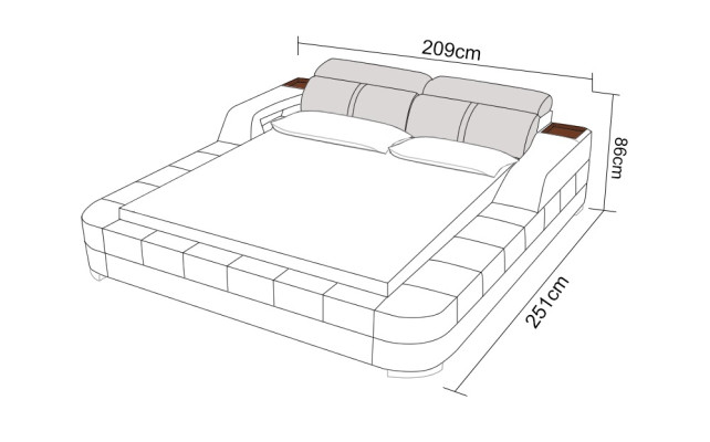 Luxury Waterbed Double Multifunction s Bed Upholstery + USB Water Beds 180x200