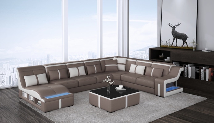 Luxury Sofa Corner sofa Design Living landscape Sofas Couch Corner suite + Light + USB