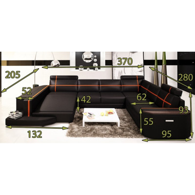 Elegant U-shaped upholstered sofa. Modern design for stylish living spaces