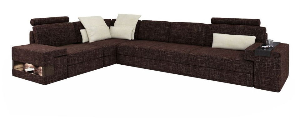 Living room Brown Furniture Textile Sofas Corner sofa L-shape Couch Upholstered furniture Sofa bed
