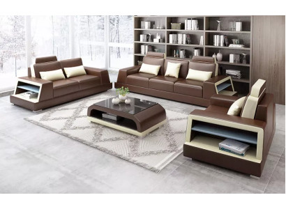 Design Sofa Sofa set 321 Seater Coffee table Sets Leather Set Group 4pcs