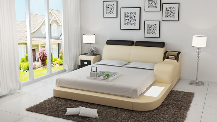Living landscape Corner sofa Sofa Couch U-shape Upholstery Couches Leather Design Illuminated