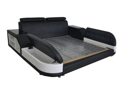Design Bed XXL Big Leather Hotel Upholstery 180x200 Multifunction Shelf USB Beds