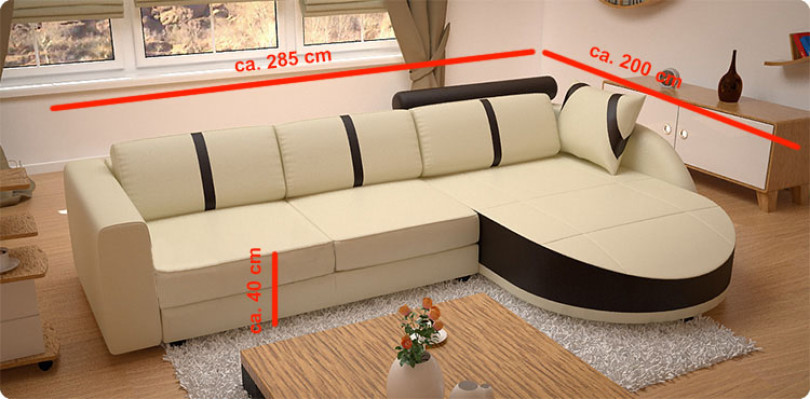 DESIGNERSOFA Sofa bed LEDERCorner sofa new LEDERSOFA Corner sofa with Bed function