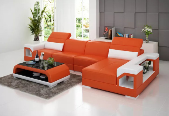 Corner sofa Upholstery Corner sofa Modern L-shape Coffee table Sofa Living landscape 2-piece. new