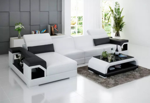 Corner sofa Upholstery Corner sofa Modern L-shape Coffee table Sofa Living landscape 2-piece. new