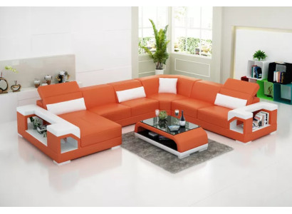 Corner sofa Living landscape Corner sofa Corner suite Upholstery Sofa U-shape Leather sofa Couch