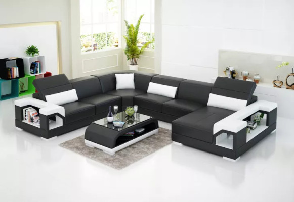 Corner sofa Living landscape Corner sofa Corner suite Upholstery Sofa U-shape Leather sofa Couch