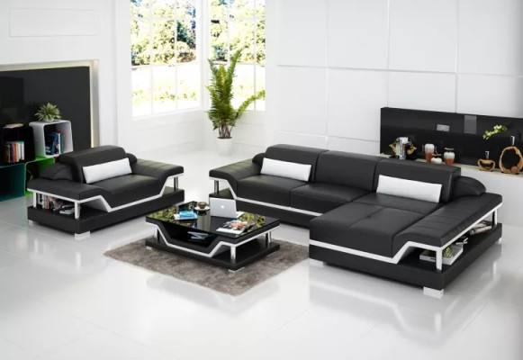 Corner sofa Living landscape Corner sofa Corner suite Upholstery Sofa L-shape Leather sofa Couch