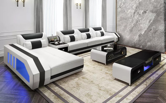 Corner sofa Upholstery Corner sofa L-shape Coffee table Modern sofa Living landscape 2-piece. new