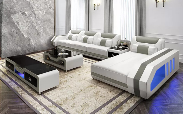 Corner sofa Upholstery Corner sofa L-shape Coffee table Modern sofa Living landscape 2-piece. new