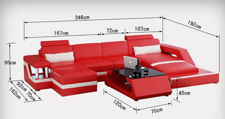 Leather sofa Corner sofa L-shape Coffee table Stool Living landscape Modern sofa 3-piece new