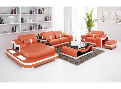 Designer Sofa Corner sofa L-shape Armchair Seat cushion Upholstery Living landscape Leather sofa