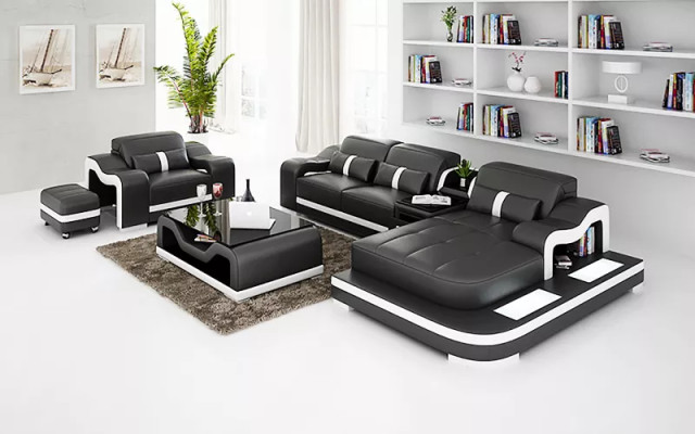 Designer Sofa Corner sofa L-shape Armchair Seat cushion Upholstery Living landscape Leather sofa