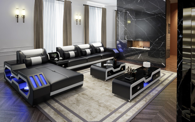 Elegant luxury couch corner sofa living landscape multifunction s couches sofa USB light