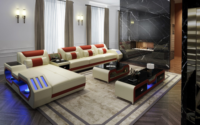 Elegant luxury couch corner sofa living landscape multifunction s couches sofa USB light
