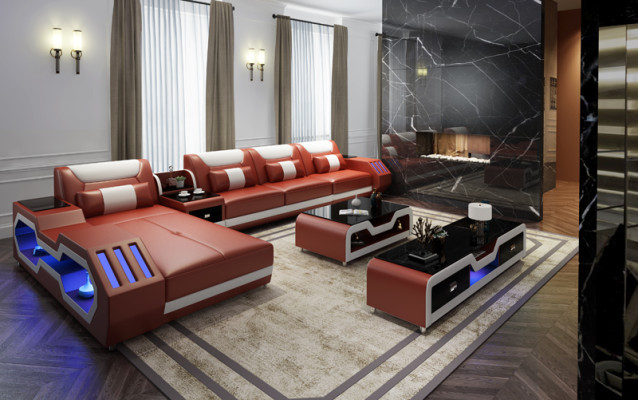 Elegant luxury couch corner sofa living landscape multifunction s couches sofa USB light