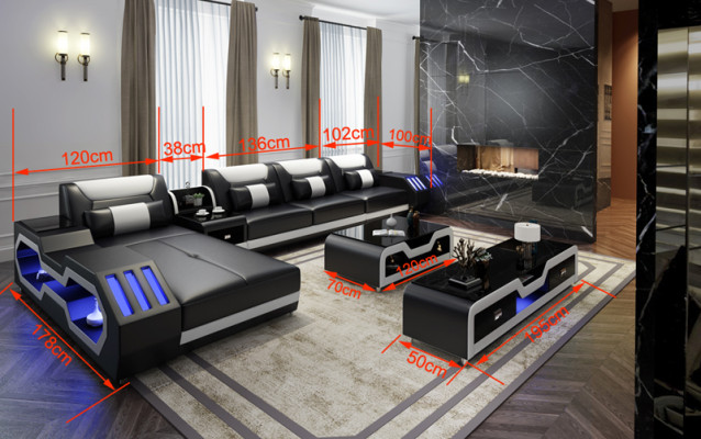Elegant luxury couch corner sofa living landscape multifunction s couches sofa USB light