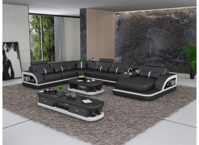 Sofa set + USB Luxury Designer Couch Upholstery 3+2+1 Leather Sofa Seat Beige NEW