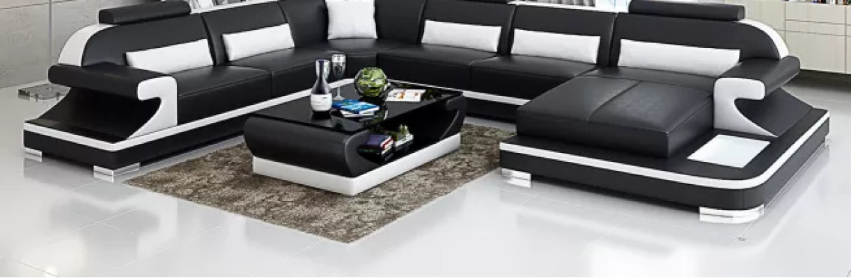Corner sofa Living landscape Corner sofa Corner suite Sofa L-shape Leather sofa Couch Upholstery