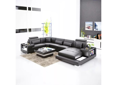 Corner sofa Living landscape Corner sofa Coffee table Sofa L-shape Leather sofa Couch Upholstery