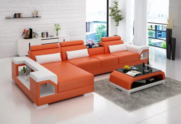 Design Corner sofa Leather set Living room Sofa Upholstery Couches Sofas Leather couch