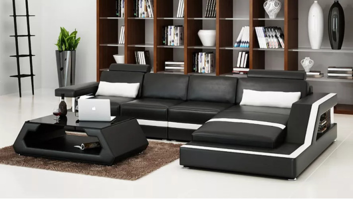 Corner sofa Upholstery Leather sofa Corner sofa L-shape Modern sofa Living landscape