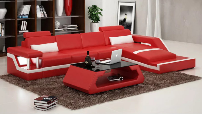 Corner sofa Upholstery Leather sofa Corner sofa L-shape Modern sofa Living landscape