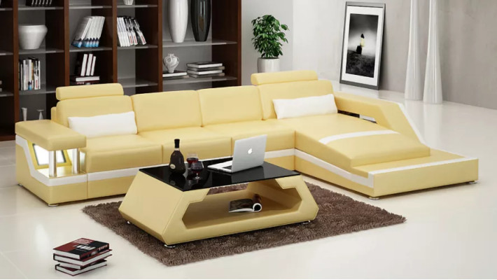 Corner sofa Upholstery Leather sofa Corner sofa L-shape Modern sofa Living landscape