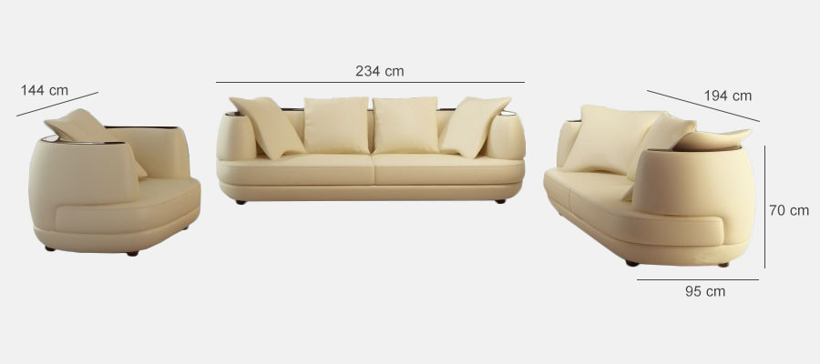 Sofa set Royal Luxury Designer Couch Upholstery 3+2+1 Leather Sofa Seat BeigeA