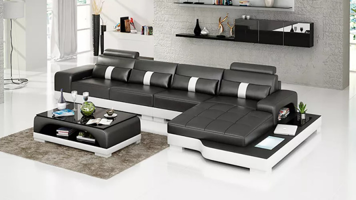 Corner sofa L-shape Corner sofa Leather sofa Designer sofa Upholstery Corner sofa Living landscape
