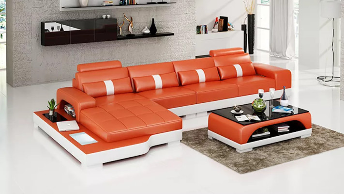 Corner sofa L-shape Corner sofa Leather sofa Designer sofa Upholstery Corner sofa Living landscape