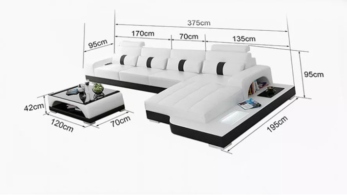 Corner sofa L-shape Corner sofa Leather sofa Designer sofa Upholstery Corner sofa Living landscape