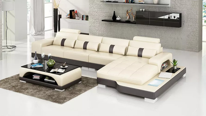 Corner sofa L-shape Corner sofa Leather sofa Designer sofa Upholstery Corner sofa Living landscape