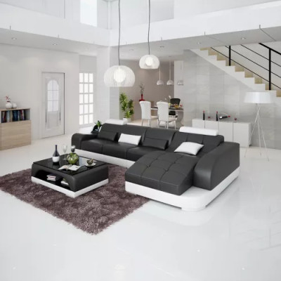 Corner sofa L-shape Modern sofa Leather sofa Corner sofa Upholstery Living landscape