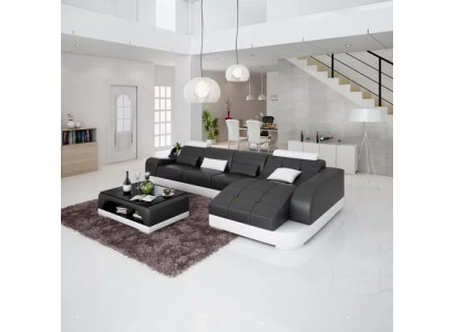 Corner sofa L-shape Modern sofa Leather sofa Corner sofa Upholstery Living landscape