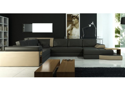 XXL Design Corner sofa Big Sofa with USB Couch Wohlandschaft U-shape Leather Textile Corner