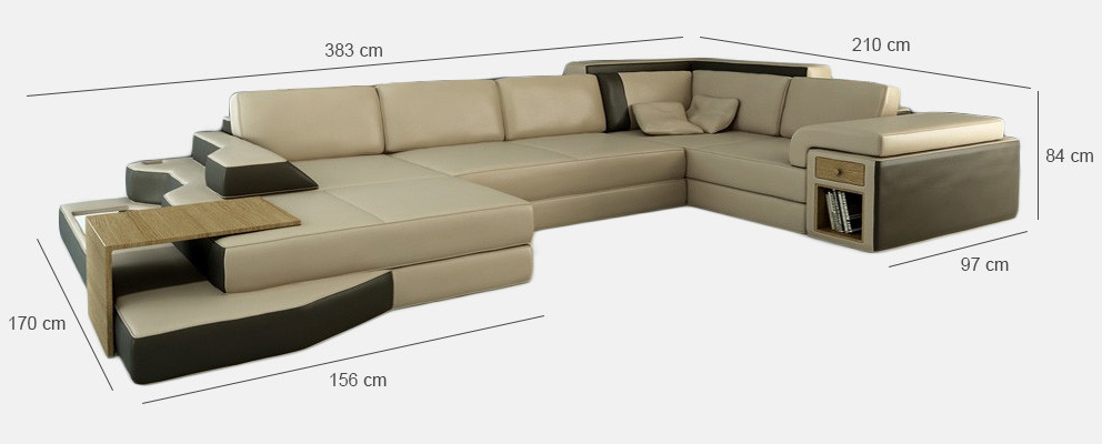 XXL Design Big Sofa +USB Corner sofa Couch Wohlandschaft U-shape Leather Textile Corner