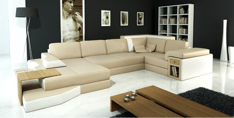 XXL Design Big Sofa with USB Corner sofa Couch Wohlandschaft U-shape Leather Textile Corner