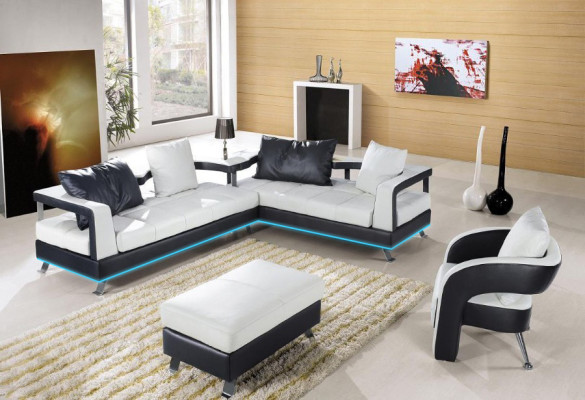 Leather sofa Couch Living landscape Corner sofa Corner Suite Design Modern Sofa + USB new