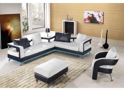 Leather sofa Couch Living landscape Corner sofa Corner Suite Design Modern Sofa + USB new